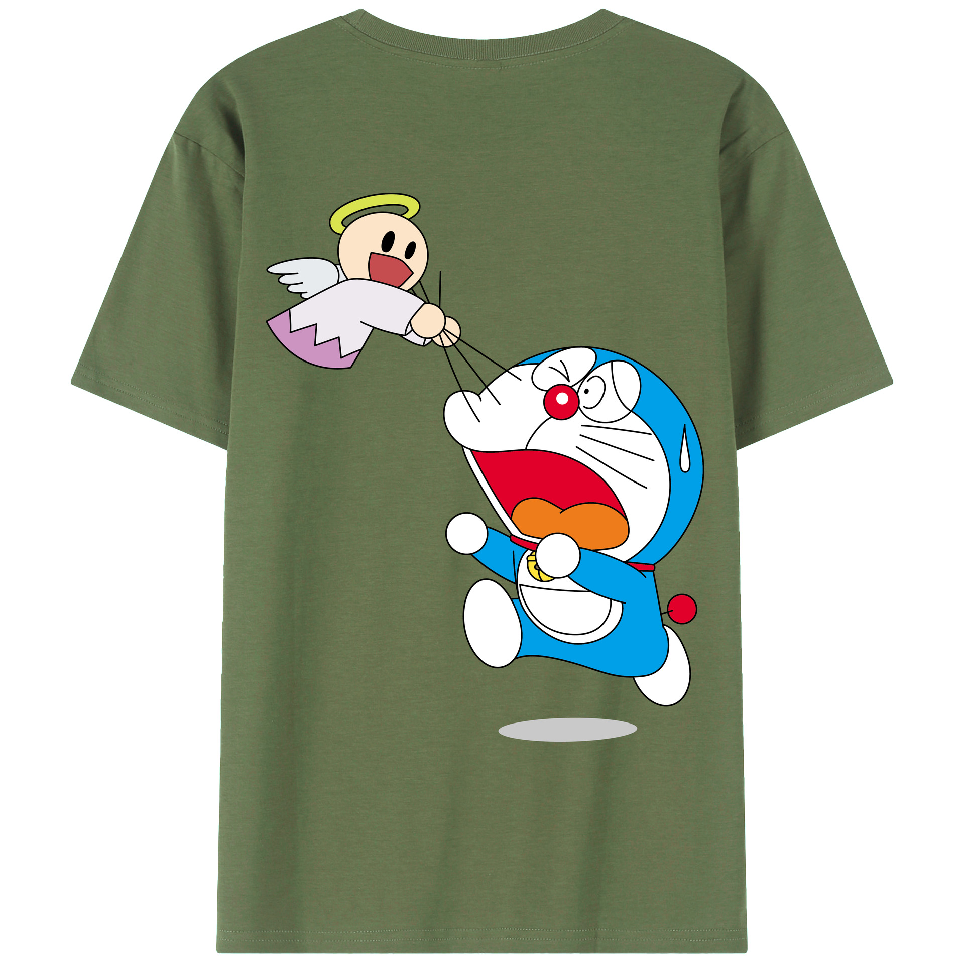 （画像用） ドラえもん Doraemon 綿100％ メンズ半袖Tシャツ（バックプリント） 通気性